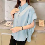 サックス | 変形スリーブデザインシャツ | LADY LIKE