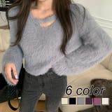 クロップド丈V開きシャギーニット | LADY LIKE  | 詳細画像1 