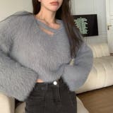 クロップド丈V開きシャギーニット | LADY LIKE  | 詳細画像17 