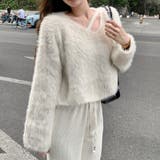 クロップド丈V開きシャギーニット | LADY LIKE  | 詳細画像2 