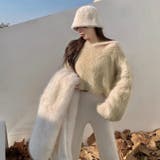 クロップド丈V開きシャギーニット | LADY LIKE  | 詳細画像25 
