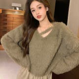 クロップド丈V開きシャギーニット | LADY LIKE  | 詳細画像29 