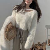 クロップド丈V開きシャギーニット | LADY LIKE  | 詳細画像5 