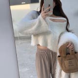 クロップド丈V開きシャギーニット | LADY LIKE  | 詳細画像6 