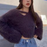 クロップド丈V開きシャギーニット | LADY LIKE  | 詳細画像8 