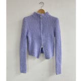 パープル | ダブルジップシャギーニット | LADY LIKE 