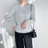 ライトグレー | パールデザインふわふわニット | LADY LIKE