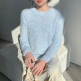 サックス | パールデザインふわふわニット | LADY LIKE