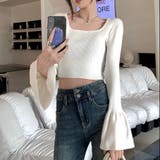 ベルスリーブショート丈リブニット | LADY LIKE  | 詳細画像5 