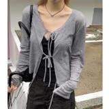 グレー | トリプルリボンやわらかカーディガン | LADY LIKE 