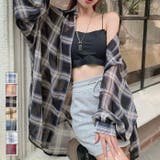 チェック柄ゆったりシアーシャツ | LADY LIKE  | 詳細画像1