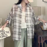 チェック柄ゆったりシアーシャツ | LADY LIKE  | 詳細画像2