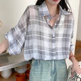 チェック柄ゆったりシアーシャツ | LADY LIKE  | 詳細画像6