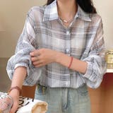 チェック柄ゆったりシアーシャツ | LADY LIKE  | 詳細画像7