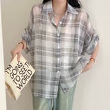 ホワイト | チェック柄ゆったりシアーシャツ | LADY LIKE