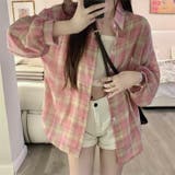 ピンク | チェック柄ゆったりシアーシャツ | LADY LIKE