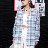 サックス | チェック柄ゆったりシアーシャツ | LADY LIKE
