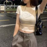 ラインストーンハートロゴコンパクトTシャツ | LADY LIKE | 詳細画像11