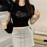 ラインストーンハートロゴコンパクトTシャツ | LADY LIKE | 詳細画像3