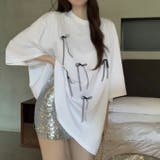 サテンリボン付きオーバーサイズTシャツ | LADY LIKE  | 詳細画像2 