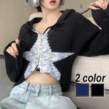 クロップド丈星柄ジップニット | LADY LIKE | 詳細画像1