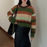 クロップド丈シャギーミックスボーダーニット | LADY LIKE  | 詳細画像10 