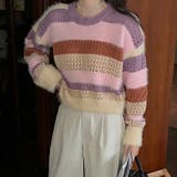 クロップド丈シャギーミックスボーダーニット | LADY LIKE  | 詳細画像3 