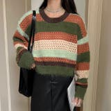 クロップド丈シャギーミックスボーダーニット | LADY LIKE  | 詳細画像8 