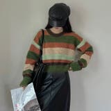 クロップド丈シャギーミックスボーダーニット | LADY LIKE  | 詳細画像9 