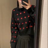 ハートプリント丸首ニット | LADY LIKE | 詳細画像3