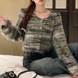 ラウンドネックボーダーシャギーカーディガン | LADY LIKE  | 詳細画像10 