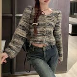 ラウンドネックボーダーシャギーカーディガン | LADY LIKE  | 詳細画像15 