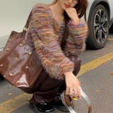 ラウンドネックボーダーシャギーカーディガン | LADY LIKE  | 詳細画像4 