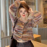 ラウンドネックボーダーシャギーカーディガン | LADY LIKE  | 詳細画像9 