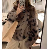 ベージュ | レオパード風バイカラーオーバーサイズニット | LADY LIKE