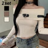 ベルト付きオフショルダーリブニット | LADY LIKE  | 詳細画像1 