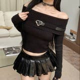 ベルト付きオフショルダーリブニット | LADY LIKE  | 詳細画像19 