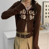 ブラウン | フロントロゴニットパーカー | LADY LIKE