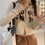 ベージュ | フロントロゴニットパーカー | LADY LIKE