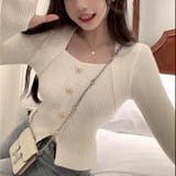 リボンボタンデコルテ空きリブニット | LADY LIKE  | 詳細画像4 