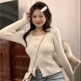 リボンボタンデコルテ空きリブニット | LADY LIKE  | 詳細画像7 