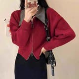 フェイクレザー切替え衿ダブルジップニット | LADY LIKE | 詳細画像11