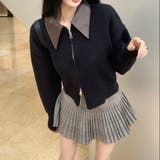 フェイクレザー切替え衿ダブルジップニット | LADY LIKE | 詳細画像15