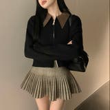 フェイクレザー切替え衿ダブルジップニット | LADY LIKE | 詳細画像16