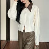 フェイクレザー切替え衿ダブルジップニット | LADY LIKE | 詳細画像2