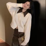 フェイクレザー切替え衿ダブルジップニット | LADY LIKE | 詳細画像4