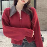 フェイクレザー切替え衿ダブルジップニット | LADY LIKE | 詳細画像6