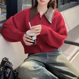 フェイクレザー切替え衿ダブルジップニット | LADY LIKE | 詳細画像7