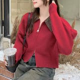 フェイクレザー切替え衿ダブルジップニット | LADY LIKE | 詳細画像8