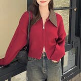 フェイクレザー切替え衿ダブルジップニット | LADY LIKE | 詳細画像9